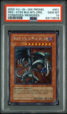 YUGIOH Forbidden Memories RED-EYES BLACK METAL DRAGON FMR-001 Secret Rare PSA 10-image