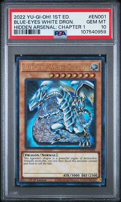 2022 Yu-Gi-Oh! Blue-Eyes White Dragon HAC1-EN001 Ultra Rare PSA 10 GEM MINT-image