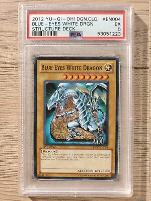 Yu-Gi-Oh! PSA 5 EX- Blue-Eyes White Dragon 1st Edition Common- (SDDC-EN004)-image