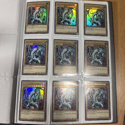 🔥 9x YUGIOH Blue-Eyes White Dragon LDS2-EN001 ULTRA RARE HOLOFOIL BINDER PAGE-image