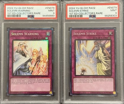 2024 PSA 9 YUGIOH 25TH 1ST ED COLLECTORS RARE SOLEMN WARNING & STRIKE SET-image