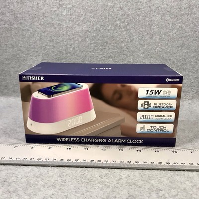 Fisher Digital LED Alarm Clock w/ Wireless Charger Bluetooth Speaker Touch Contr-image