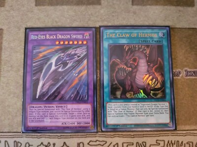 YUGIOH RED-EYES BLACK DRAGON SWORD SECRET + THE CLAW OF HERMOS ULTRA SET-image
