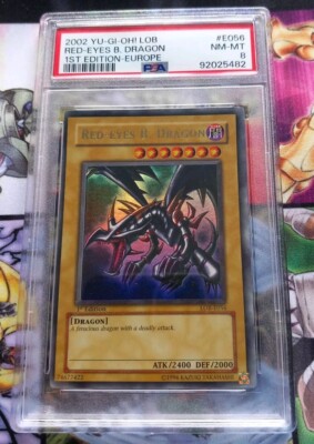 PSA 8 YuGiOh Red Eyes Black Dragon LOB-E056 1st Edition -image
