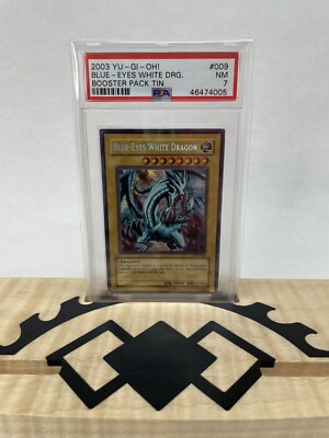  2003 Yu-Gi-Oh Booster Pack Tin Blue Eyes White Dragon  BPT-009 NM PSA 7-image