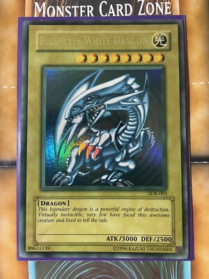 Yu-Gi-Oh! TCG Blue-Eyes White Dragon SDK-001 MISPRINT Faded Error - MP (1B) -image