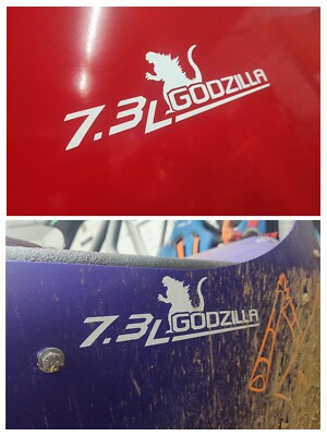 Set of 2 7.3L Godzilla Sticker Vinyl. Put Anywhere. Truck Car Toolbox Ford 12in-image