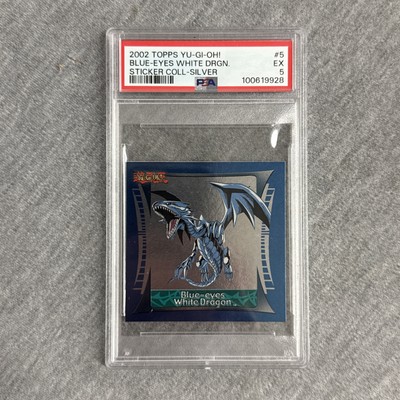 2002 Topps Yu-Gi-Oh! Sticker Collection #5 Blue-Eyes White Dragon Silver PSA 5-image