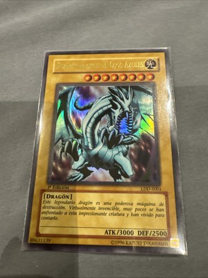 2002 Yugioh BLUE-EYES WHITE DRAGON LOB-001 LDD-S001 Spanish 1st Edition-image