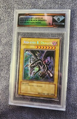 YUGIOH PSA 6 2002 Red-Eyes B. Dragon  BPT-005 Secret Rare (Simply Unlucky Slab)-image