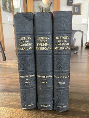 A History of Swedish-Americans of Minnesota 3 Vol Set 1910 LEATHER Spine Corners-image