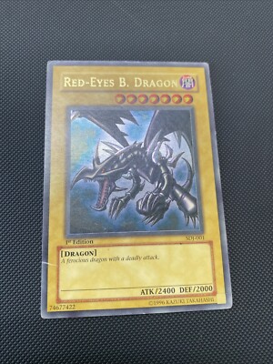 Yugioh Red-Eyes Black B Dragon SDJ-001 Ultra Rare 1st Edition LP-image