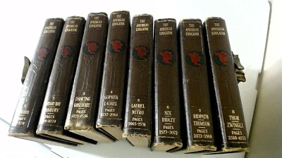 Rich Tooled Leather Bound The American Educator Encyclopedia Set 1927 Vol 1-8-image