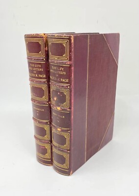 The Life and Letters of Walter Page by Burton Hendrick Leather Bound 2 Vol Set-image