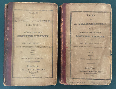 1828 Sir Walter Scott: Tales of a Grandfather Scottish History 2 Vol Set Leather-image