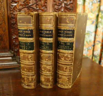 The Holy Bible 3 Vol set 1856, Rev. George D'oyly & Richard Mant, fold out maps-image