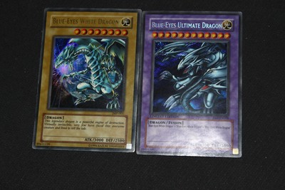 Yugioh Card MP-HP UR Blue-Eyes White Dragon & SR Blue-Eyes Ultimate Dragon JMP-image