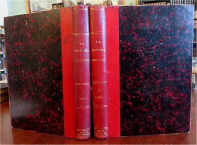 Nature French Scientific Review Arts 1901 Illustrated rare 2 vol. leather set-image
