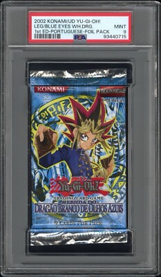 2002 YuGiOh 1st Edition Legend Of Blue Eyes White Dragon [PT] Booster Pack PSA 9-image