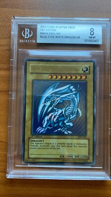 YUGIOH BLUE-EYES WHITE DRAGON 1ST SDK-001 ASIAN ENGLISH BGS 8-image