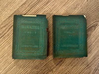 Antique Book Set Hiawatha Volume 1 & 2, Longfellow Little Leather Library-image
