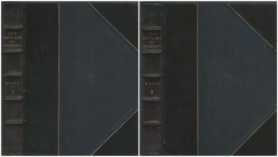 Outline of History 2 Vol Set 1920 3/4 Leather H.G. Wells 1st Ed-image
