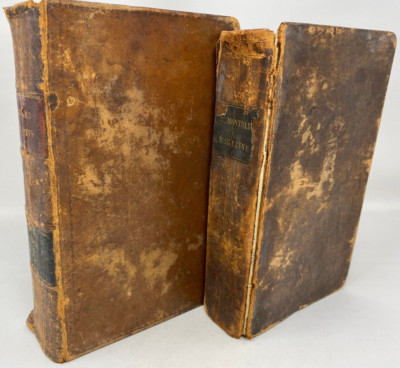 2 Book Set Antique Book Decor 1845 and 1835 Leather Books Beautiful-image