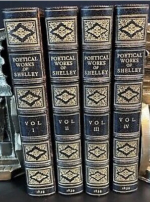 LEATHER Set;WORKS OF SHELLEY! (1839!)Keats Byron Poetry FIRST EDITION! Gift RARE-image