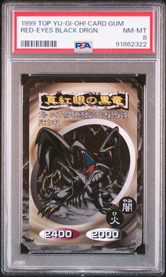 1999 TOP YU-GI-OH! CARD GUM RED-EYES BLACK DRAGON PSA 8-image