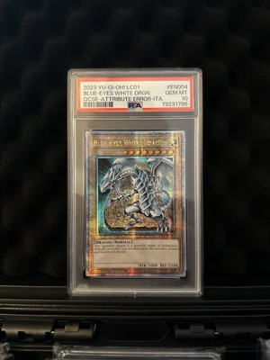 YuGiOh! Blue-Eyes White Dragon - LC01-EN004 - QCR -  Attribute Error - PSA 10-image