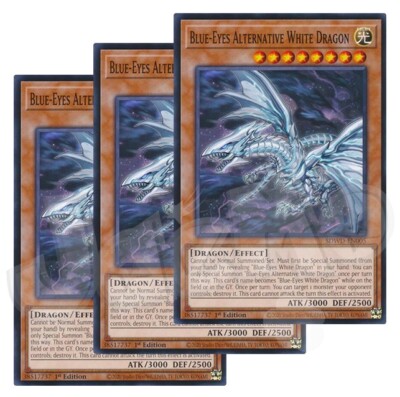 Yugioh - Blue-Eyes Alternative White Dragon x 3 - 1st Edition - Plus Free Holo-image