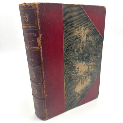 1895 The Innocents Abroad Mark Twain 2 Vol Set Leather Illustrated Antique-image