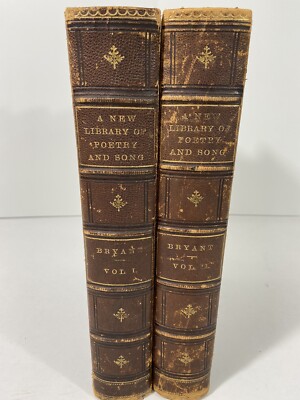 1877 A New Library Of Poetry & Song By William Cullen Bryant Two Vol. Set VGC!-image