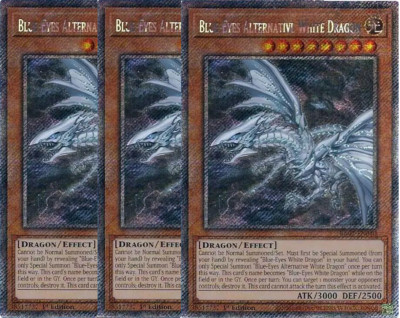 3x Yu-Gi-Oh! Blue-Eyes Alternative White Dragon RA02-EN010 Platinum Rare Playset-image