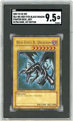 Yu-Gi-Oh! Red-Eyes Black Dragon SDJ 1st Edition SDJ-001 Holo SGC 9.5 MT+-image