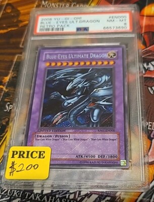 Blue-Eyes Ultimate Dragon PSA 8 Retro Pack RP01-EN000 Insane Holo Bleed!-image