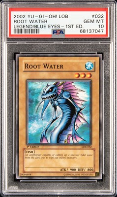 2002 YU-GI-OH! LOB-LEGEND OF BLUE EYES WHITE DRAGON 1ST ED ROOT WATER PSA 10-image