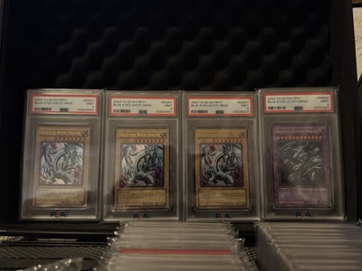 PSA 9 Blue-Eyes Ultimate Dragon RP01-EN000 & x3 blue eyes white dragon -image