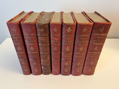 Complete Novels of George Eliot - 8 books in 7 volumes - 1/2 Leather Antique Set-image