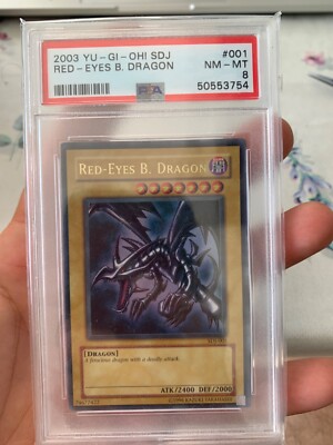 Yugioh red eyes black dragon sdj-001 psa 8-image