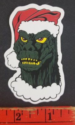 Santa Godzilla Skateboard Sticker Card-image