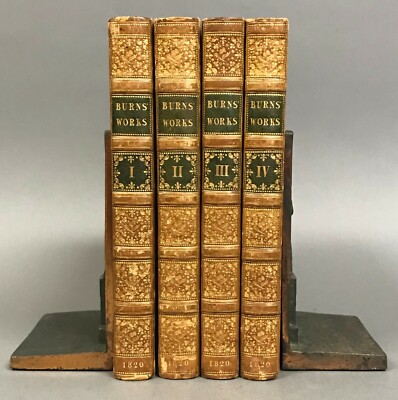 4 Volume Set in Morocco  The Works of Robert Burns  8th Edition  T. Cadell  1820-image