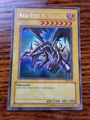 LP Yugioh Red-Eyes Black Dragon SDJ-001 Unlimited Edition Holo Rare Yu-Gi-Oh!-image