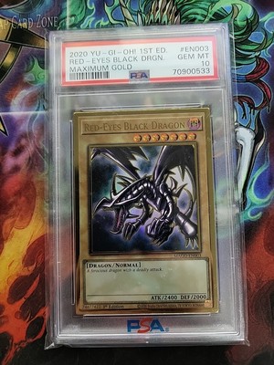 Yugioh PSA 10 GEM MT Red-Eyes Black Dragon MAGO-EN003 Gold Rare 1st Ed -image