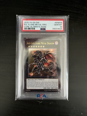2015 Yugioh Red-Eyes Flare Metal Dragon Ultimate Rare PSA 10 GEM MINT POP 3-image