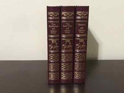 Easton Press 3V SET THE GODFATHER LAST DON OMERTA Mario Puzo 1ST ED LEATHER RARE-image