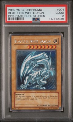2002 YU-GI-OH! PROMO DDS-DARK DUEL STORIES #001 BLUE-EYES WHITE DRAGON PSA 2-image