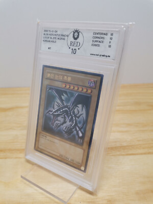 Yu-Gi-Oh Card - Red-Eyes Black Dragon LOB-K070 Korean Holo - Grading 10-image