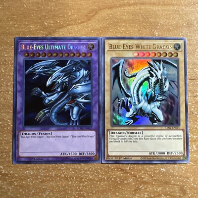 🔥 Yugioh Blue-Eyes Ultimate Dragon LCKC-EN057 SECRET & White Dragon LDS2-EN001-image