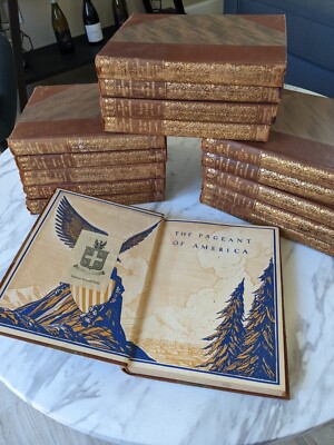 Pageant of America Vol 1-15 Antique Leather Bound Pictorial History United State-image